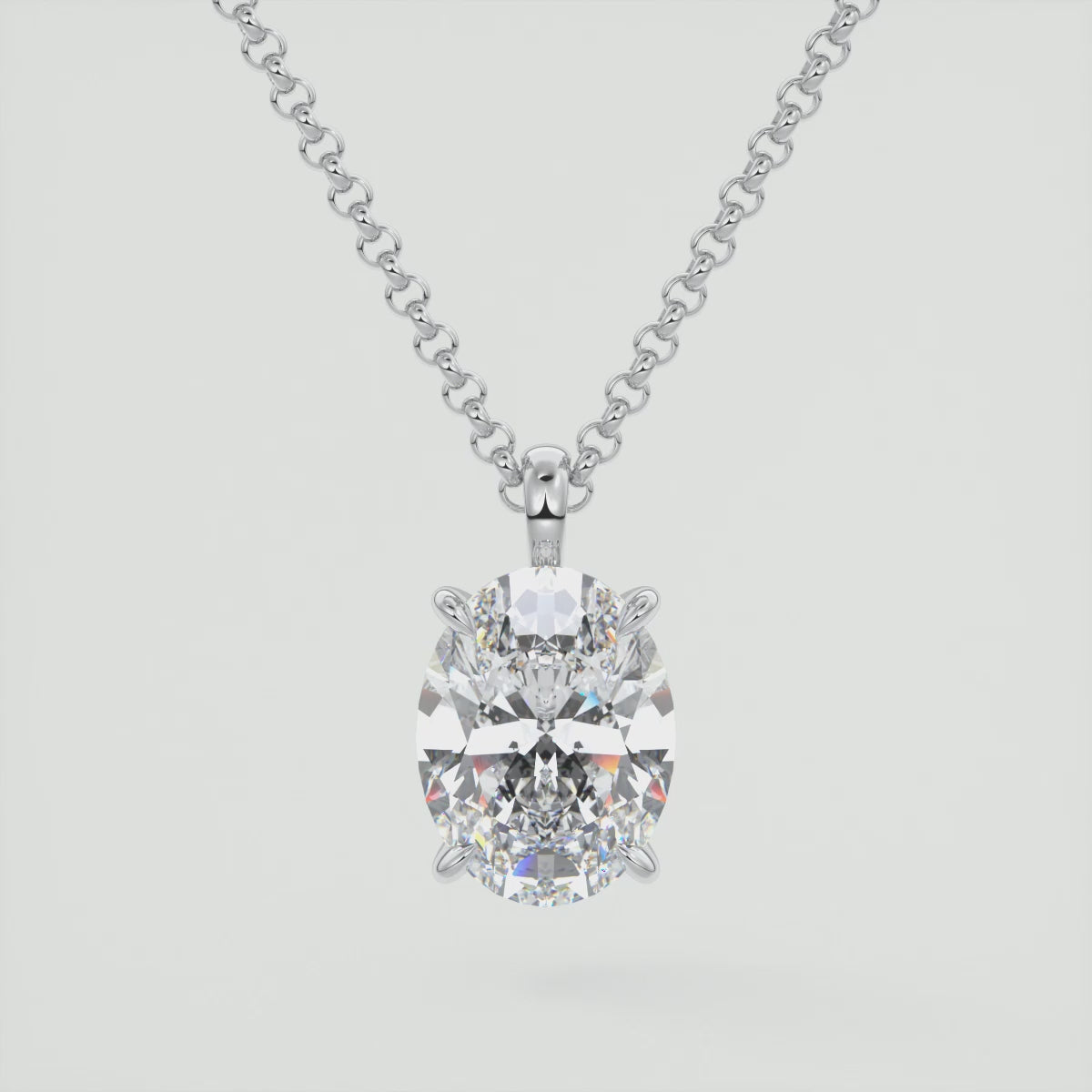 Seraphina Oval Prong Set Pendant Necklace – Lab-Grown Diamond or Moissanite