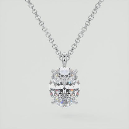 Seraphina Oval Prong Set Pendant Necklace – Lab-Grown Diamond or Moissanite