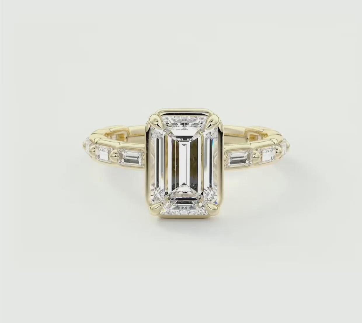 Isadora Emerald Bezel Baguette Engagement Ring