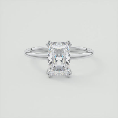 Aura Glide Radiant Double Prong Solitaire Ring – Lab Diamond or Moissanite