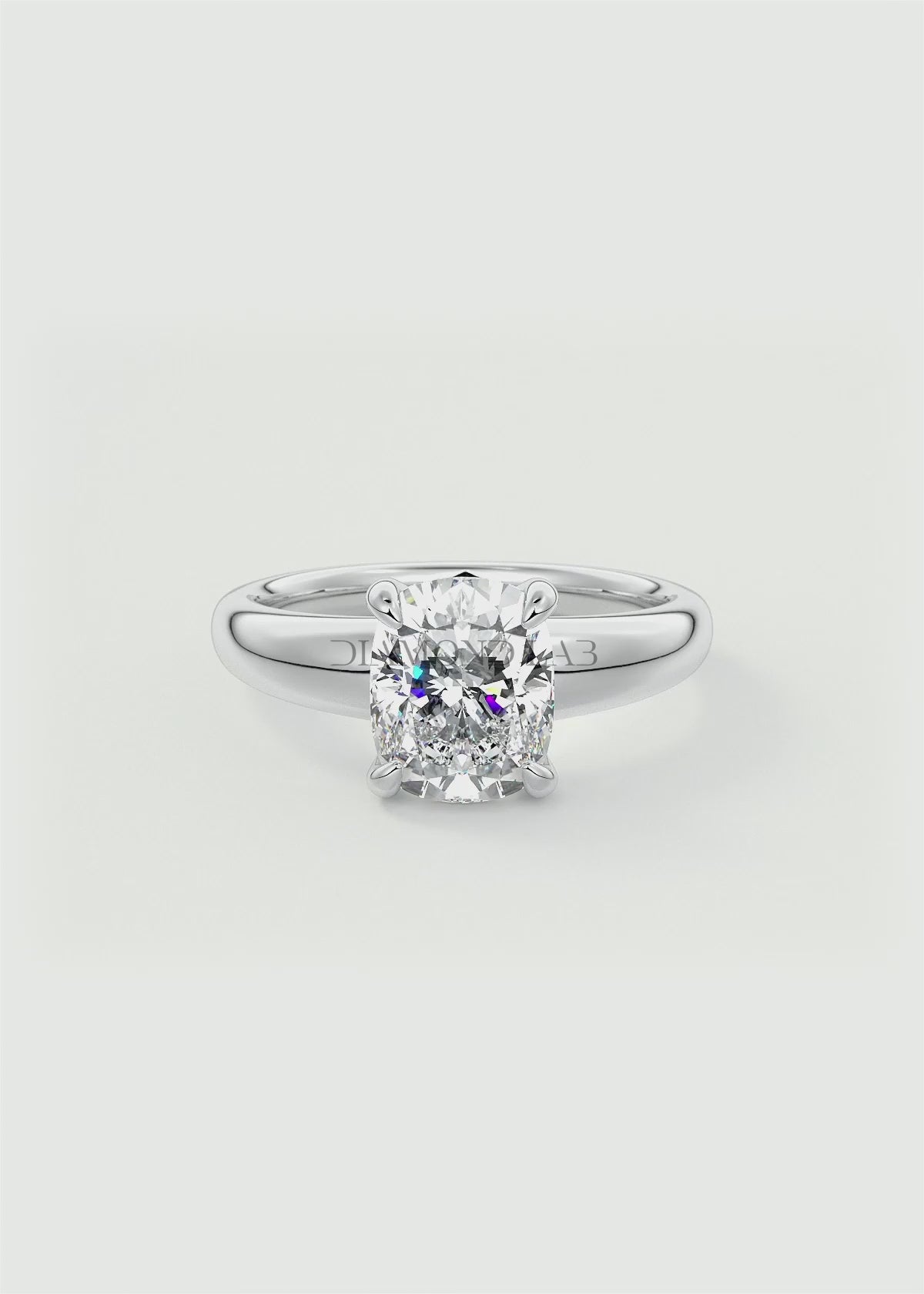 Aura Tapered Elongated Cushion Solitaire Engagement Ring