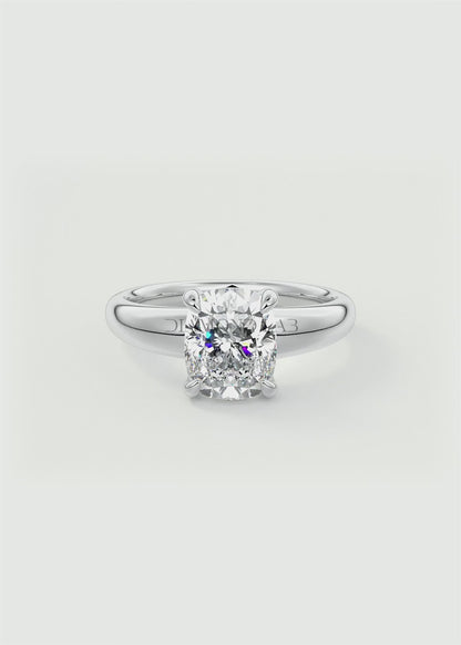 Aura Tapered Elongated Cushion Solitaire Engagement Ring