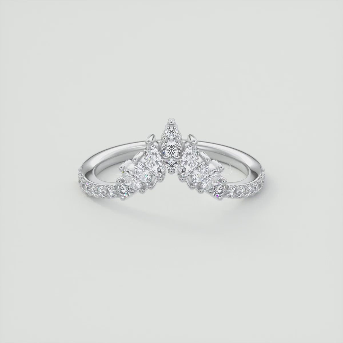 Valencia Round Chevron Wedding Band – Lab Grown or Natural Diamond