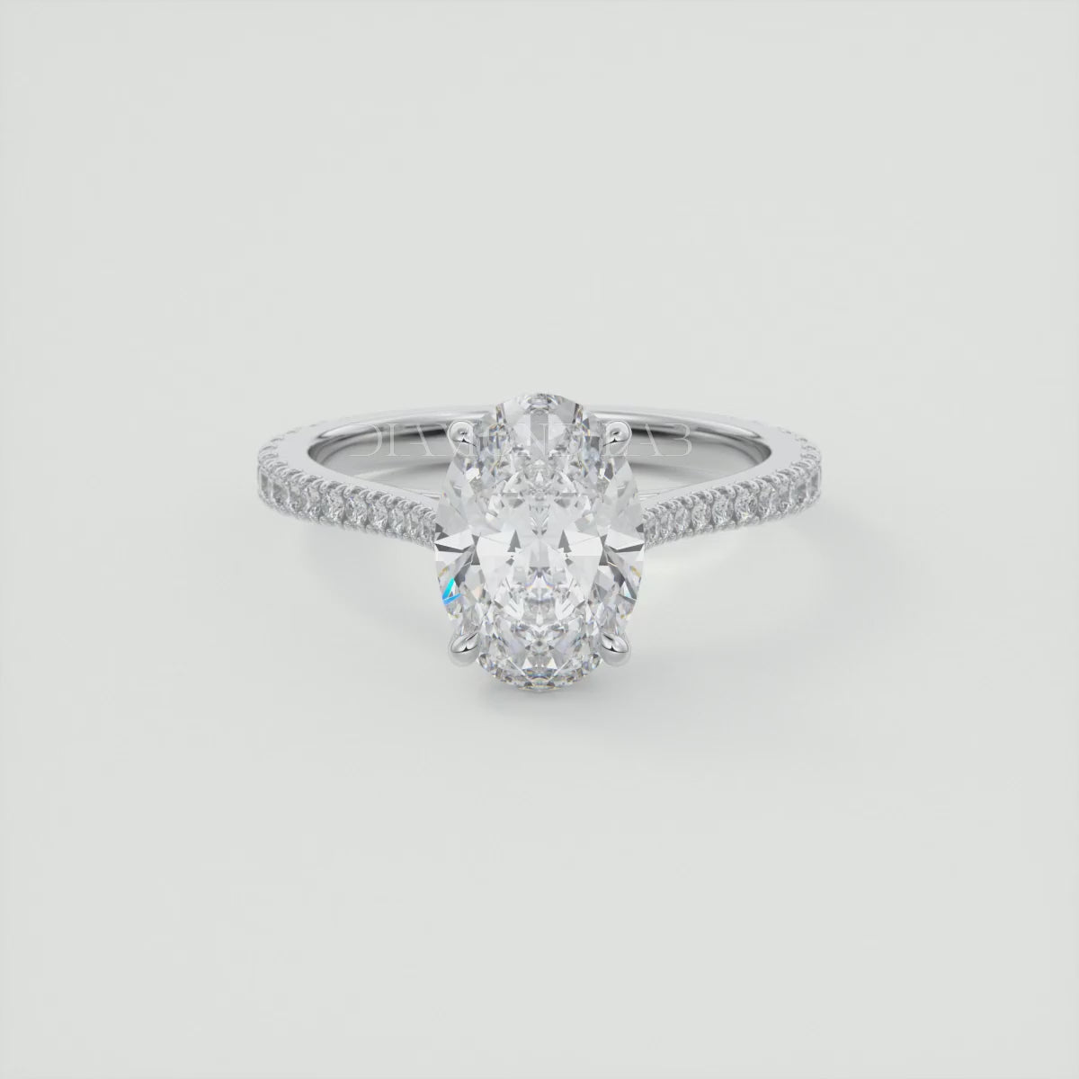 Juliette Oval Hidden Halo Pavé Cathedral Engagement Ring