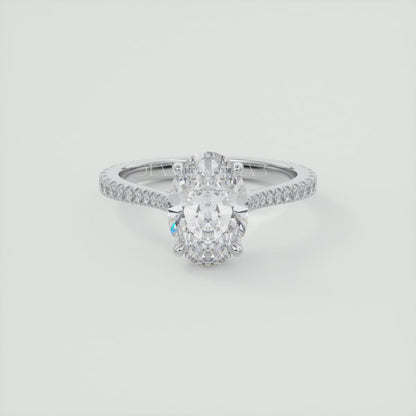 Juliette Oval Hidden Halo Pavé Cathedral Engagement Ring