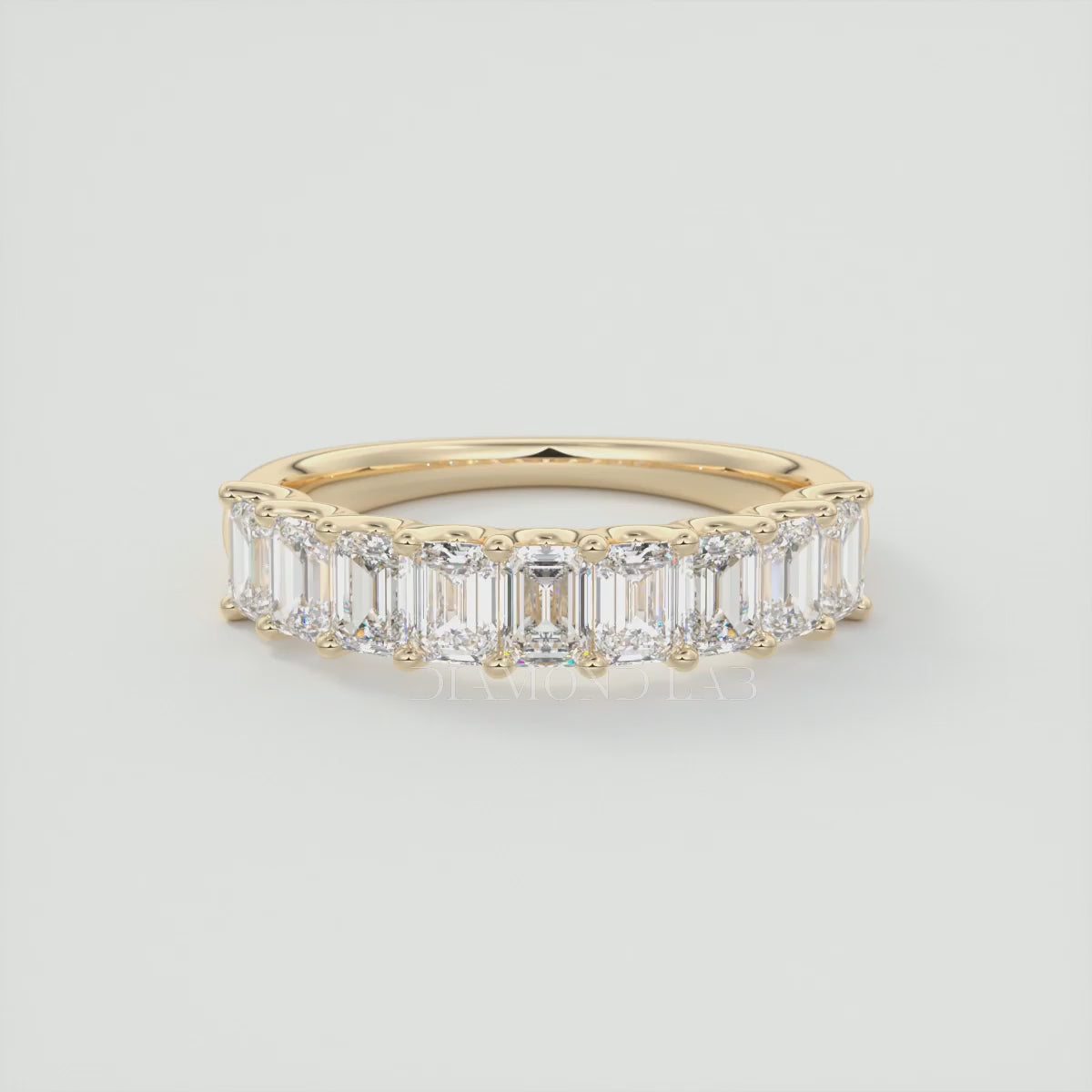 Aurelia Emerald Half Eternity Band 4mm – Lab-Grown Diamond or Moissanite