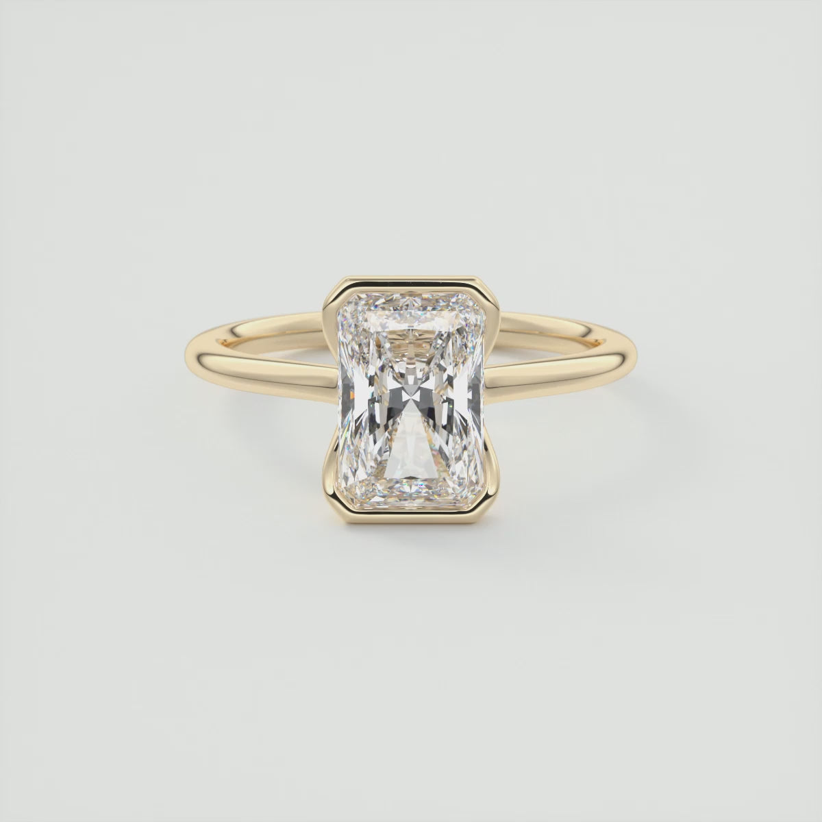 Solara Radiant Half Bezel Ring – Lab Diamond or Moissanite