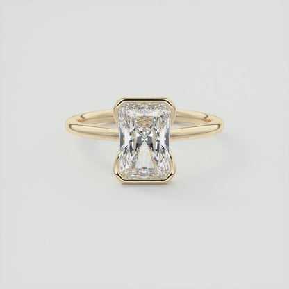 Solara Radiant Half Bezel Ring – Lab Diamond or Moissanite