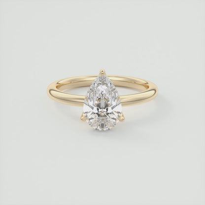Celestia Pear Solitaire Ring – Lab Diamond or Moissanite