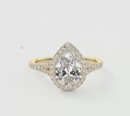 Aeris Pear Halo Pavé Bridge Engagement Ring