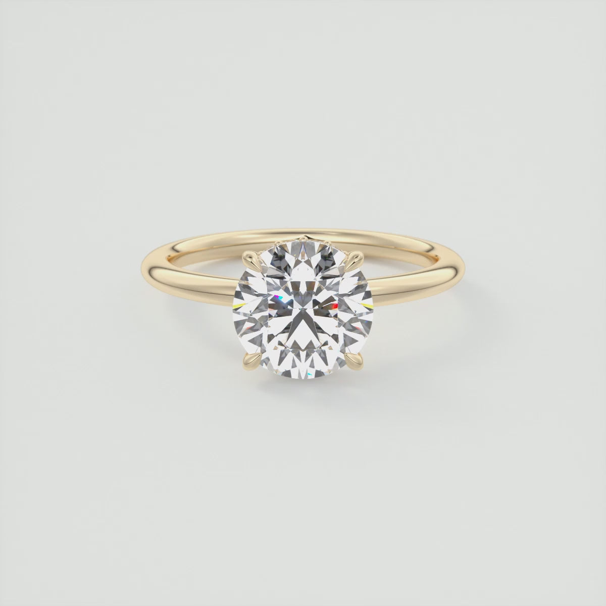 Aurora Round Hidden Halo Ring – Lab Diamond or Moissanite