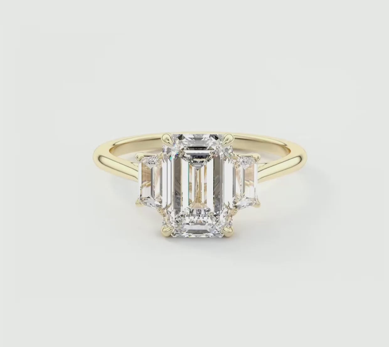 Calista Emerald Trapezoid Cathedral Engagement Ring