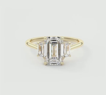 Calista Emerald Trapezoid Cathedral Engagement Ring