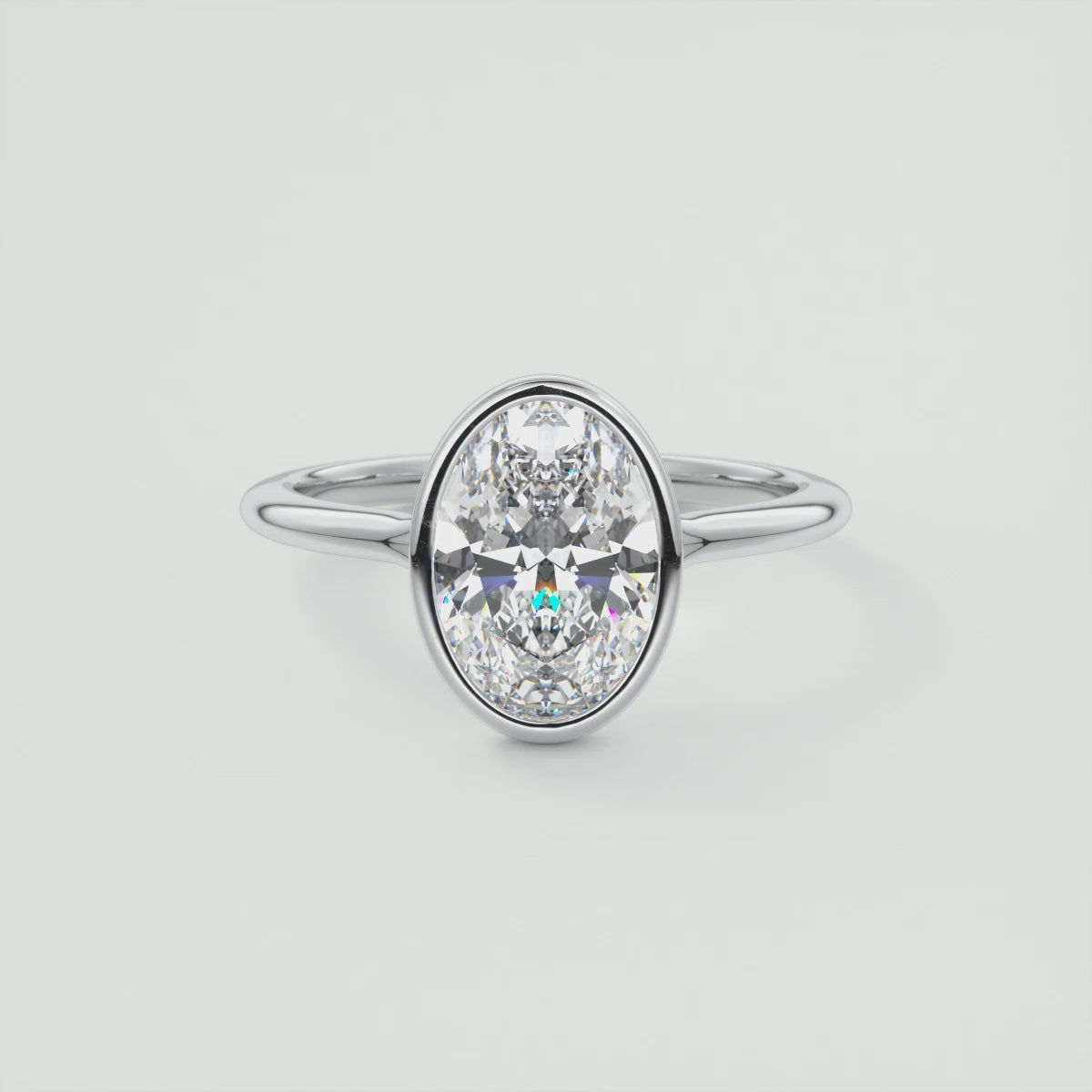 Aeris Oval Bezel Engagement Ring – Lab Diamond or Moissanite