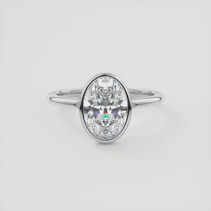 Aeris Oval Bezel Engagement Ring – Lab Diamond or Moissanite