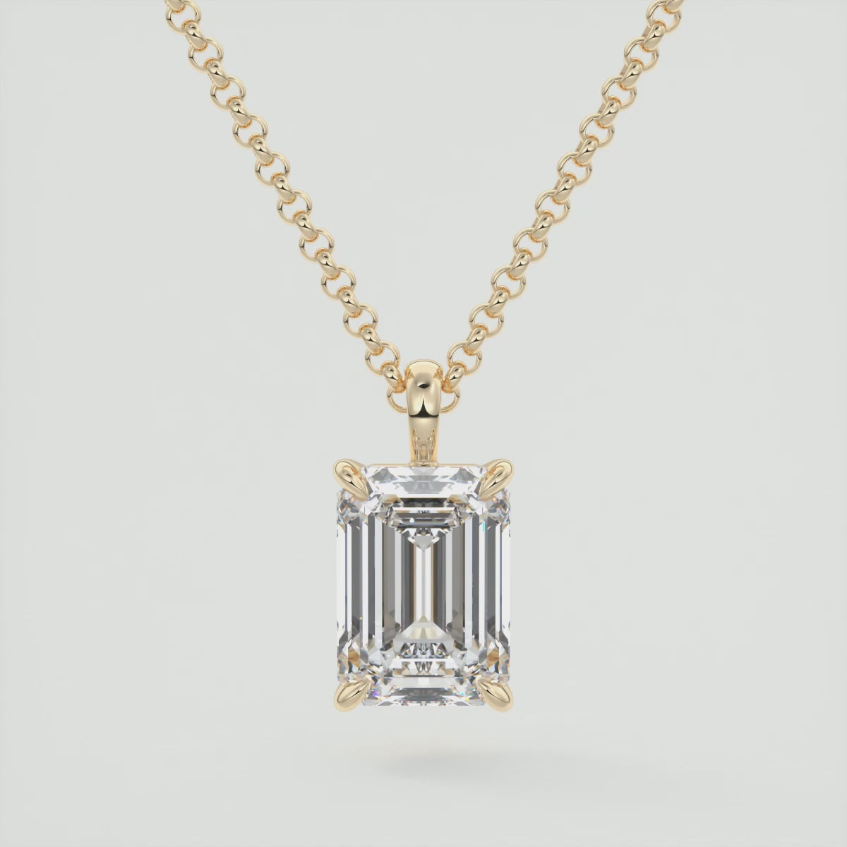 Load video: Celestine Emerald Prong Set Pendant Necklace – Lab-Grown Diamond or Moissanite