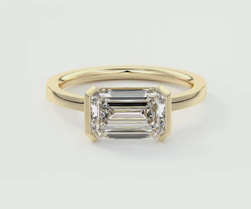 Alosta Emerald Half Bezel Engagement Ring