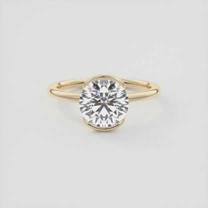 Solara Round Half Bezel Ring – Lab Diamond or Moissanite