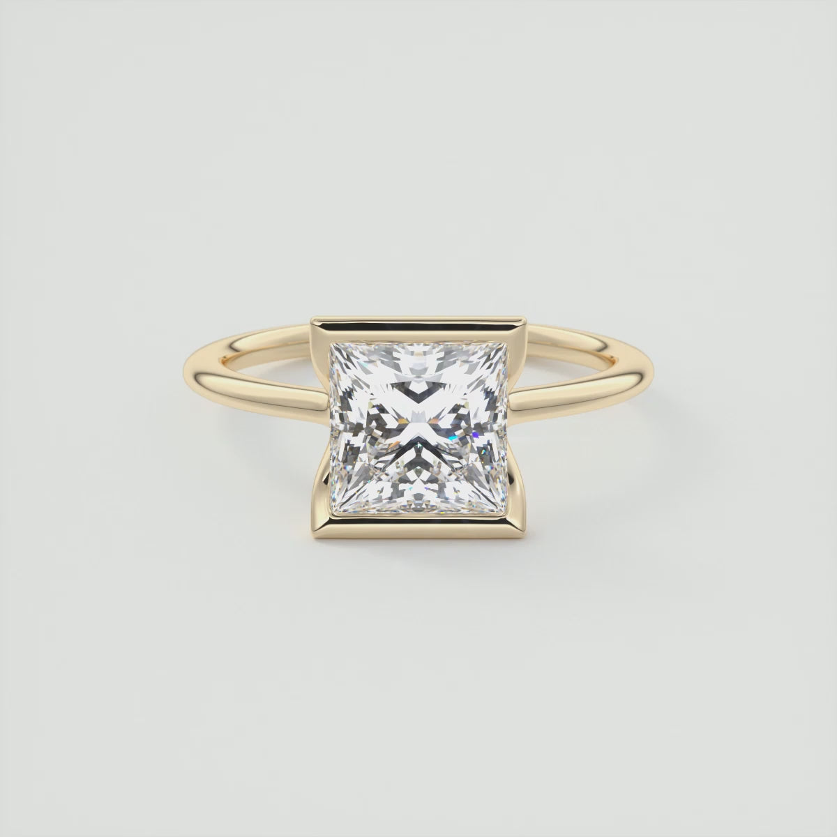 Solara Princess Cut Half Bezel Engagement Ring