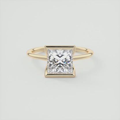 Solara Princess Cut Half Bezel Engagement Ring