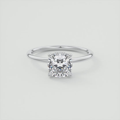 Celestia Cushion Hidden Halo Ring – Lab Diamond or Moissanite