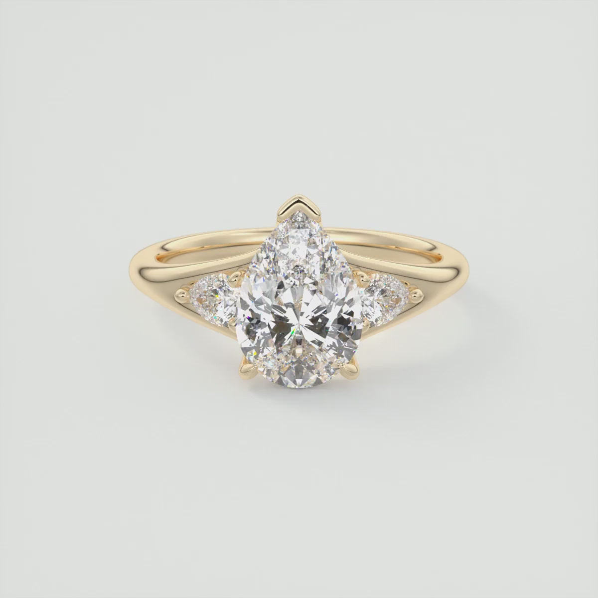 Solena Pear Three-Stone Split Shank Engagement Ring