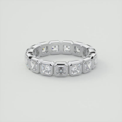 Valora Asscher Bezel Eternity Band – Lab-Grown Diamond or Moissanite