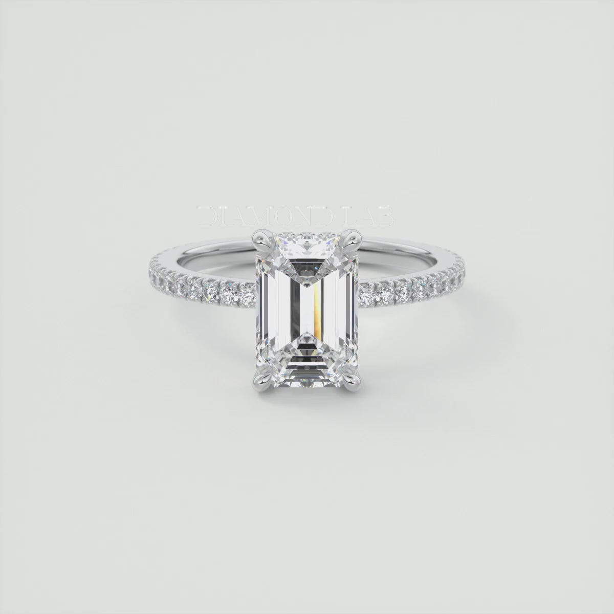 Amelie Emerald Hidden Halo Pavé Engagement Ring