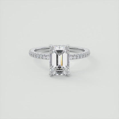 Amelie Emerald Hidden Halo Pavé Engagement Ring