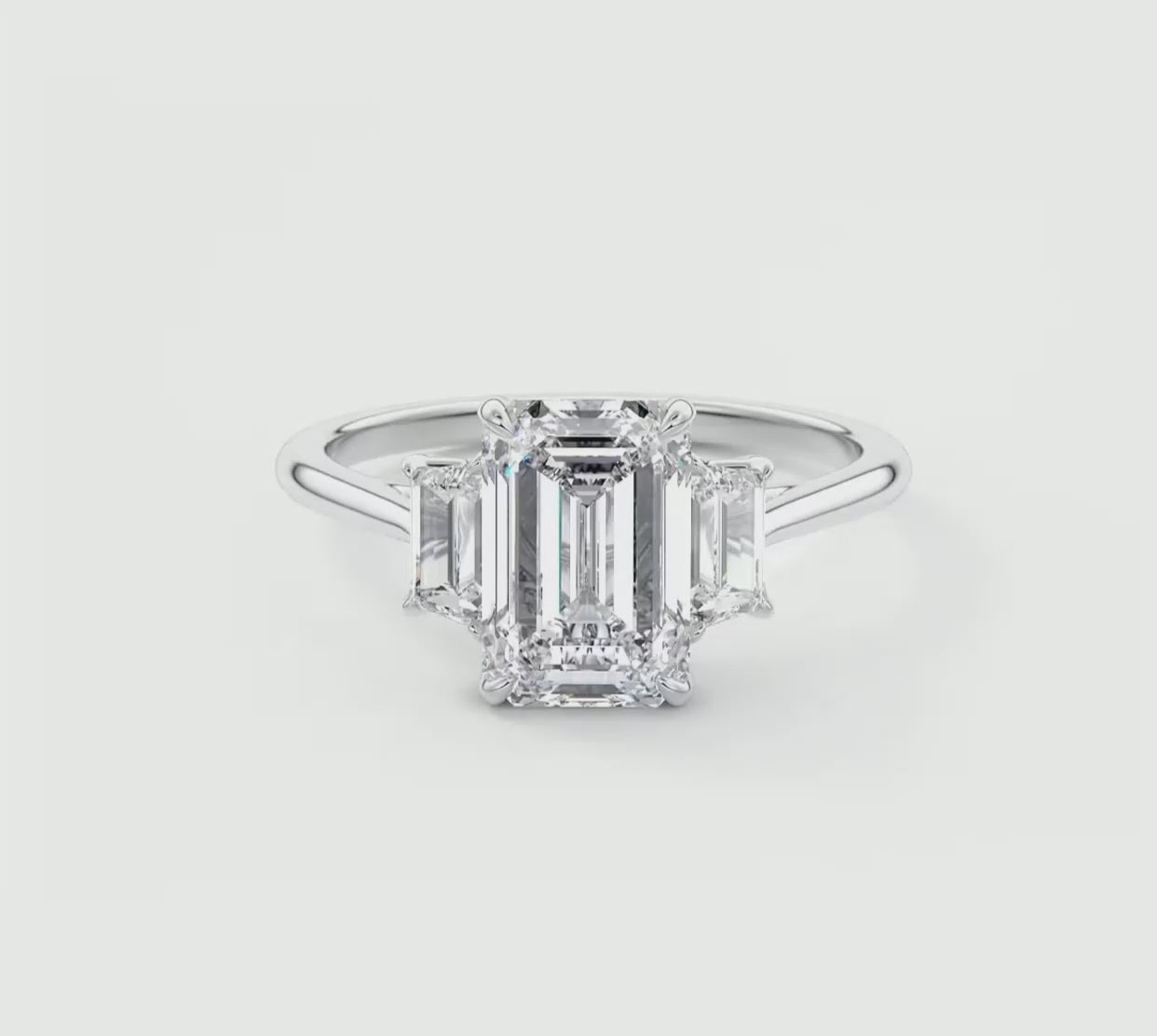 Calista Emerald Trapezoid Cathedral Engagement Ring