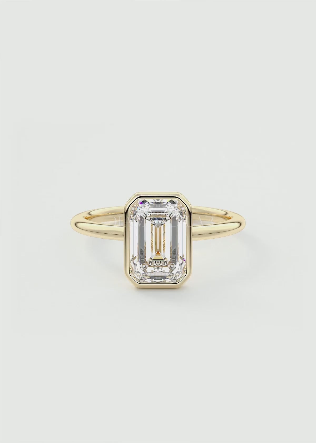 Véda Emerald Bezel Engagement Ring – Lab Diamond or Moissanite