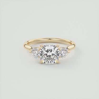 Aveline Cushion Cathedral Three-Stone Engagement Ring