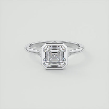 Aeris Asscher Bezel Engagement Ring – Lab Diamond or Moissanite