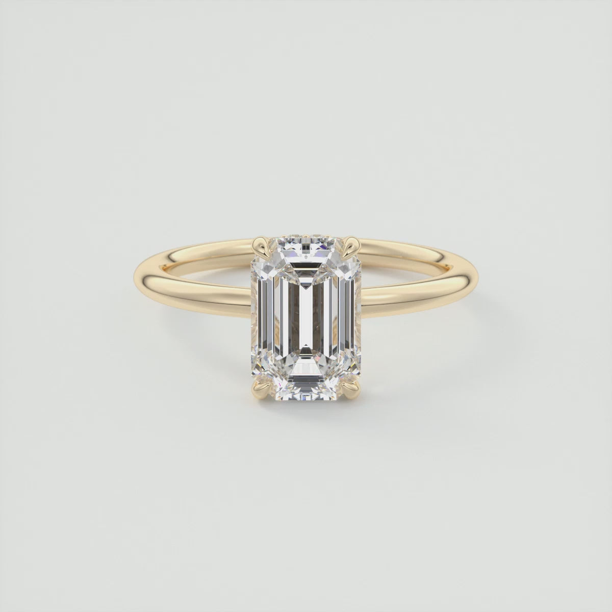 Aurora Emerald Hidden Halo Engagement Ring