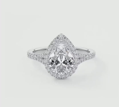 Aeris Pear Halo Pavé Bridge Engagement Ring
