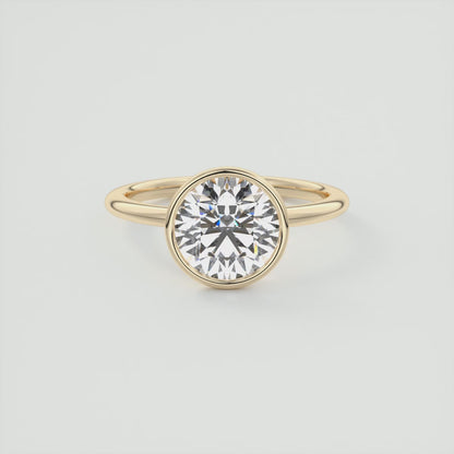 Véda Round Bezel Ring – Lab Diamond or Moissanite