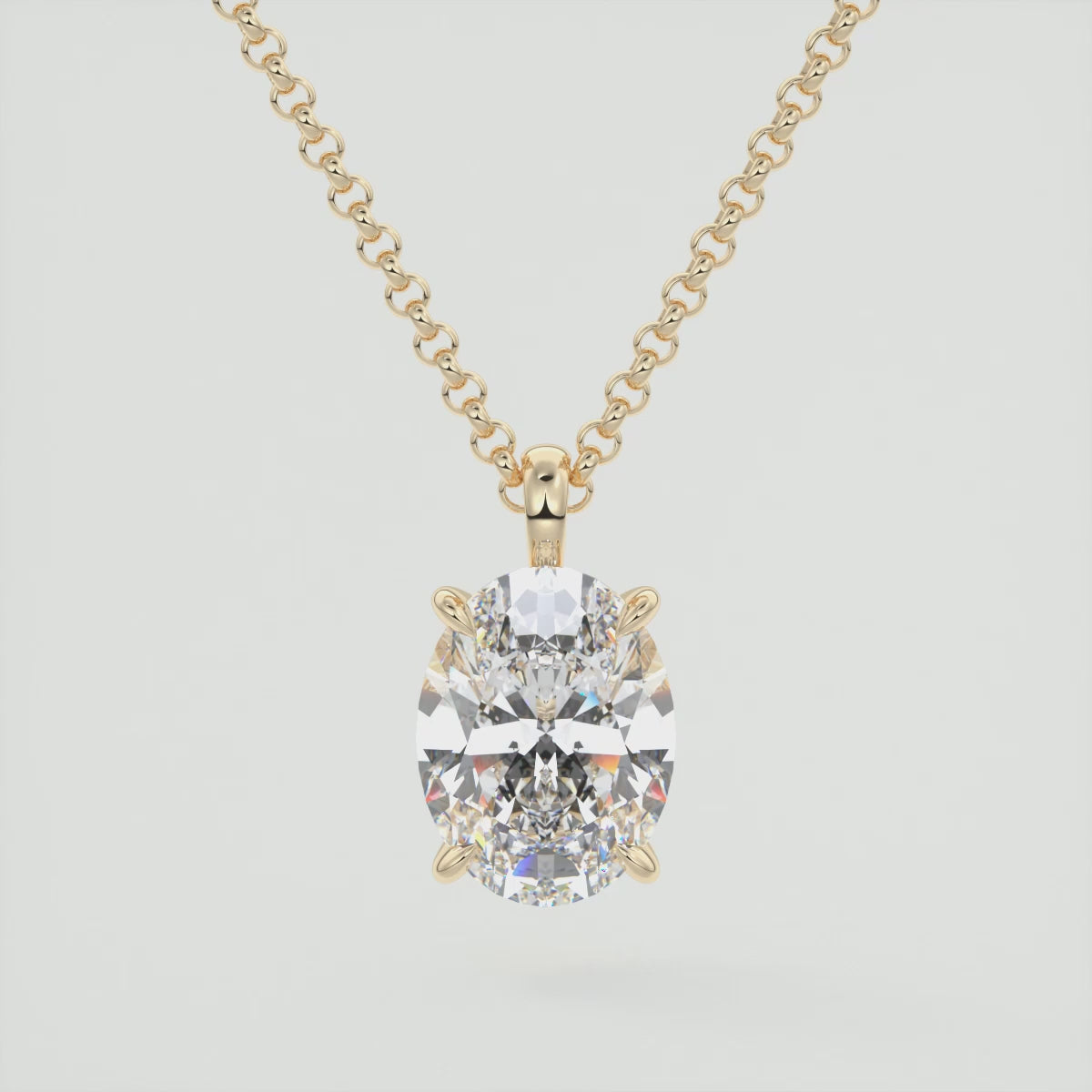 Load video: Seraphina Oval Prong Set Pendant Necklace – Lab-Grown Diamond or Moissanite
