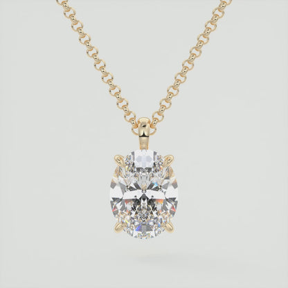 Seraphina Oval Prong Set Pendant Necklace – Lab-Grown Diamond or Moissanite