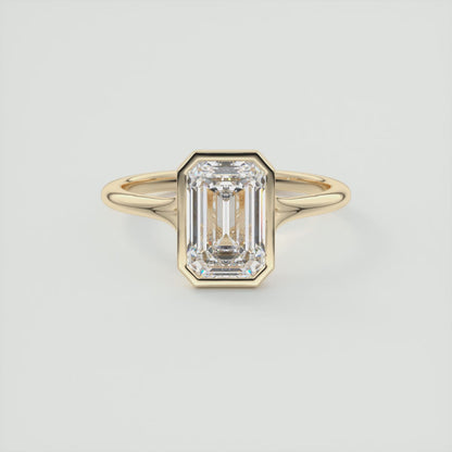 Aeris Emerald Bezel Engagement Ring – Lab Diamond or Moissanite