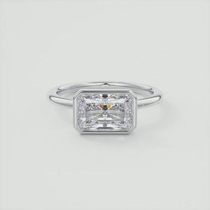 Véda East-West Radiant Bezel Engagement Ring – Lab Diamond or Moissanite