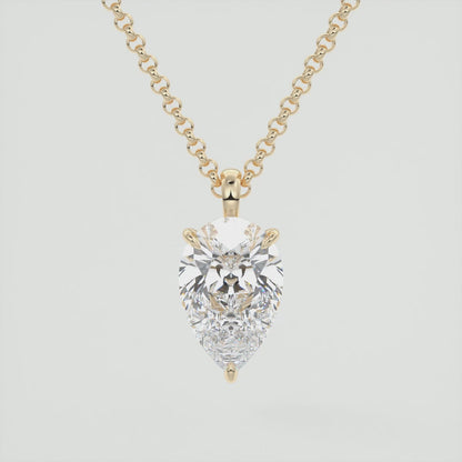 Aveline Pear Prong Set Pendant Necklace – Lab-Grown Diamond or Moissanite
