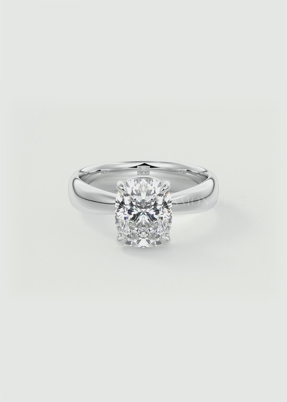 Elysian Tapered Elongated Cushion Solitaire Ring