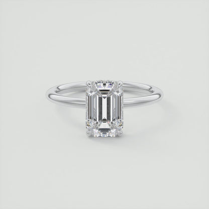 Aurora Emerald Hidden Halo Engagement Ring