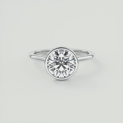 Aeris Round Bezel Engagement Ring – Lab Diamond or Moissanite