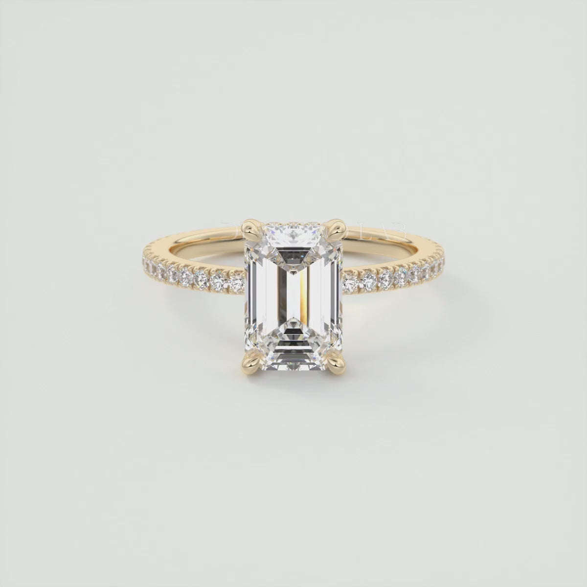 Amelie Emerald Hidden Halo Pavé Engagement Ring