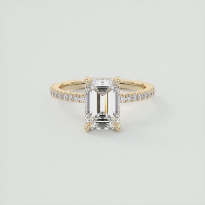 Amelie Emerald Hidden Halo Pavé Engagement Ring