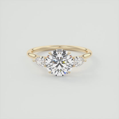 Amara Round Three-Stone Engagement Ring – Lab Diamond or Moissanite