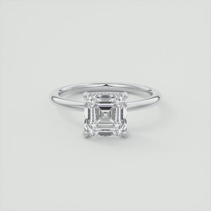 Celestia Asscher Hidden Halo Ring – Lab Diamond or Moissanite