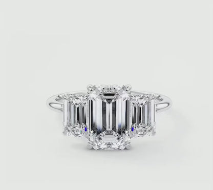 Amara Emerald Cathedral Trilogy Engagement Ring