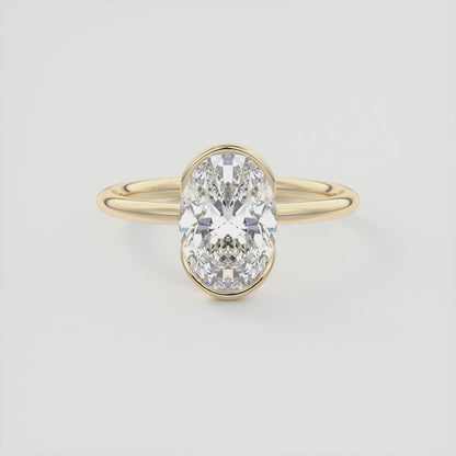Solara Oval Half Bezel Ring – Lab Diamond or Moissanite